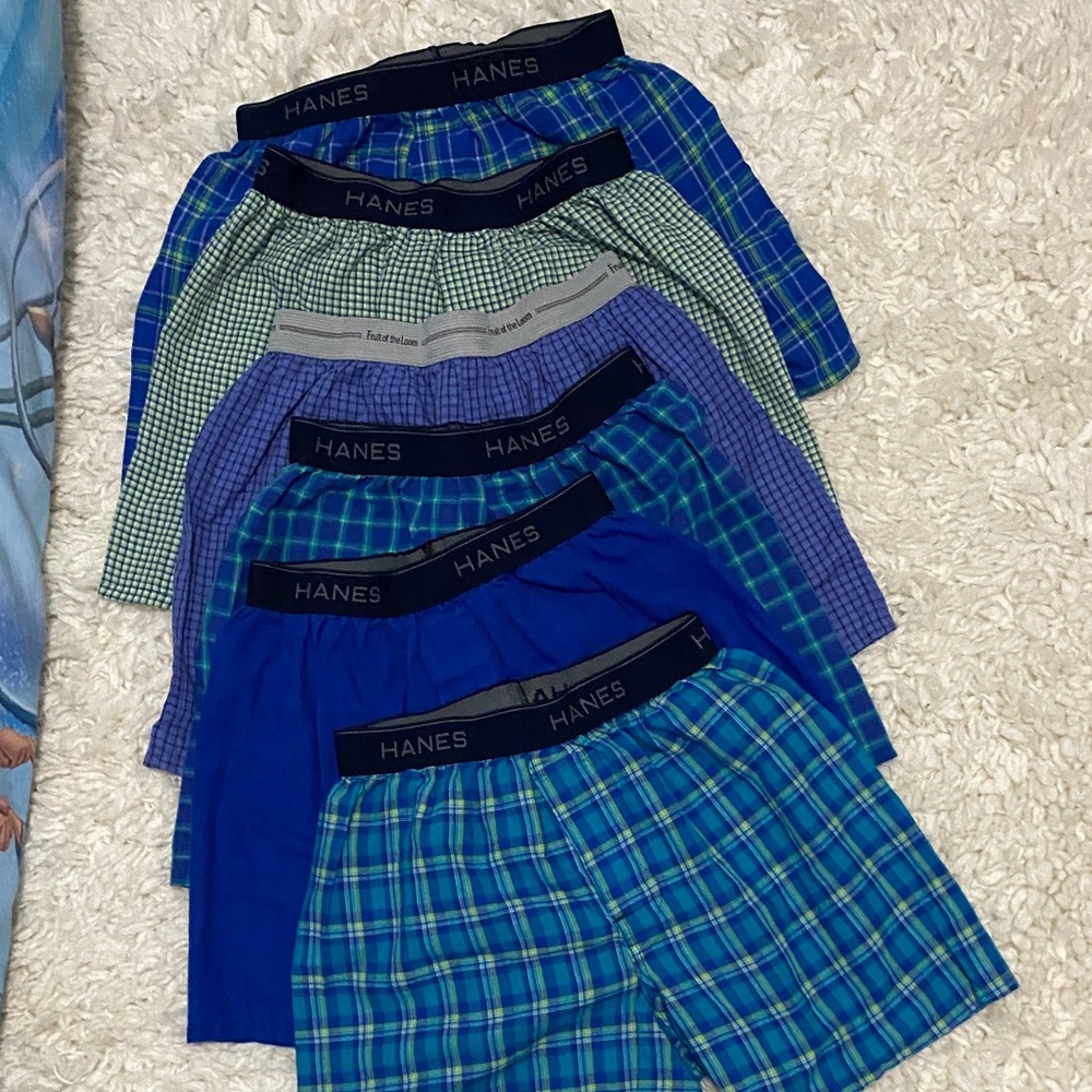 Hanes comfort flex 5 pr & 1 fruit of the loom boys size Large boxers ¥